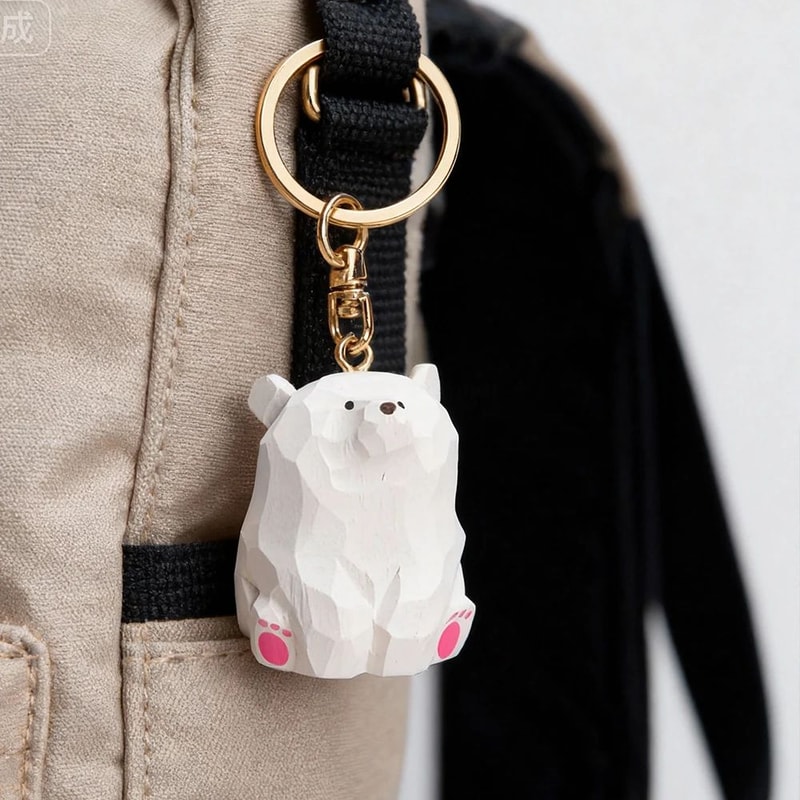 Cute Wooden Bear Keychain Cartoon Pendant 2