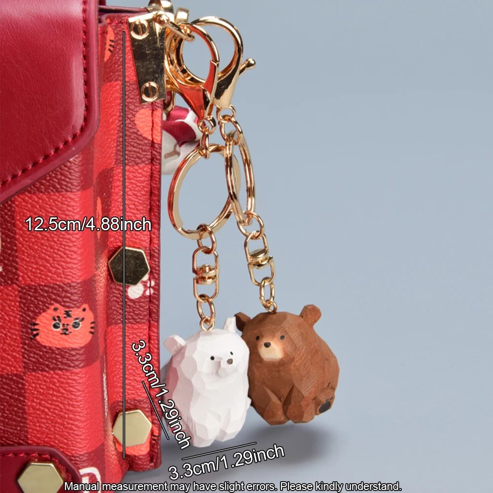 Cute Wooden Bear Keychain Cartoon Pendant 4