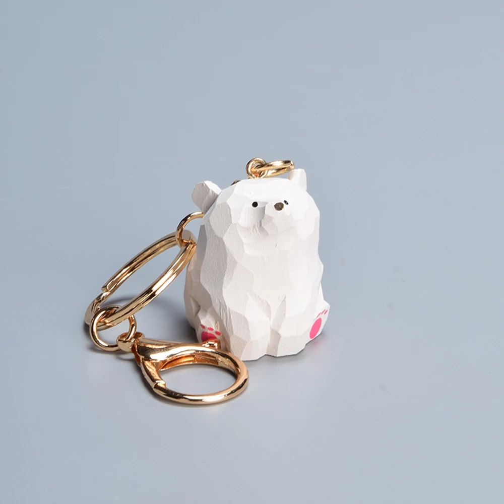 Cute Wooden Bear Keychain Cartoon Pendant 7