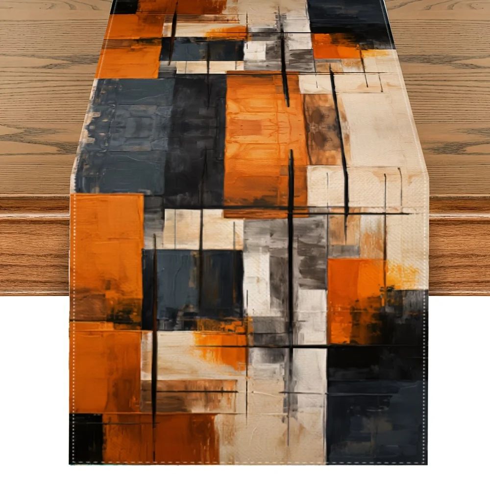 Abstract Linen Table Runner Decor 5