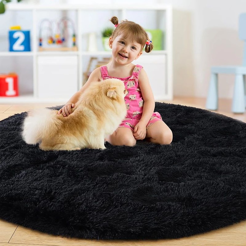 Soft Fluffy Round Rug For Bedroom Living Room And Kids Space 6