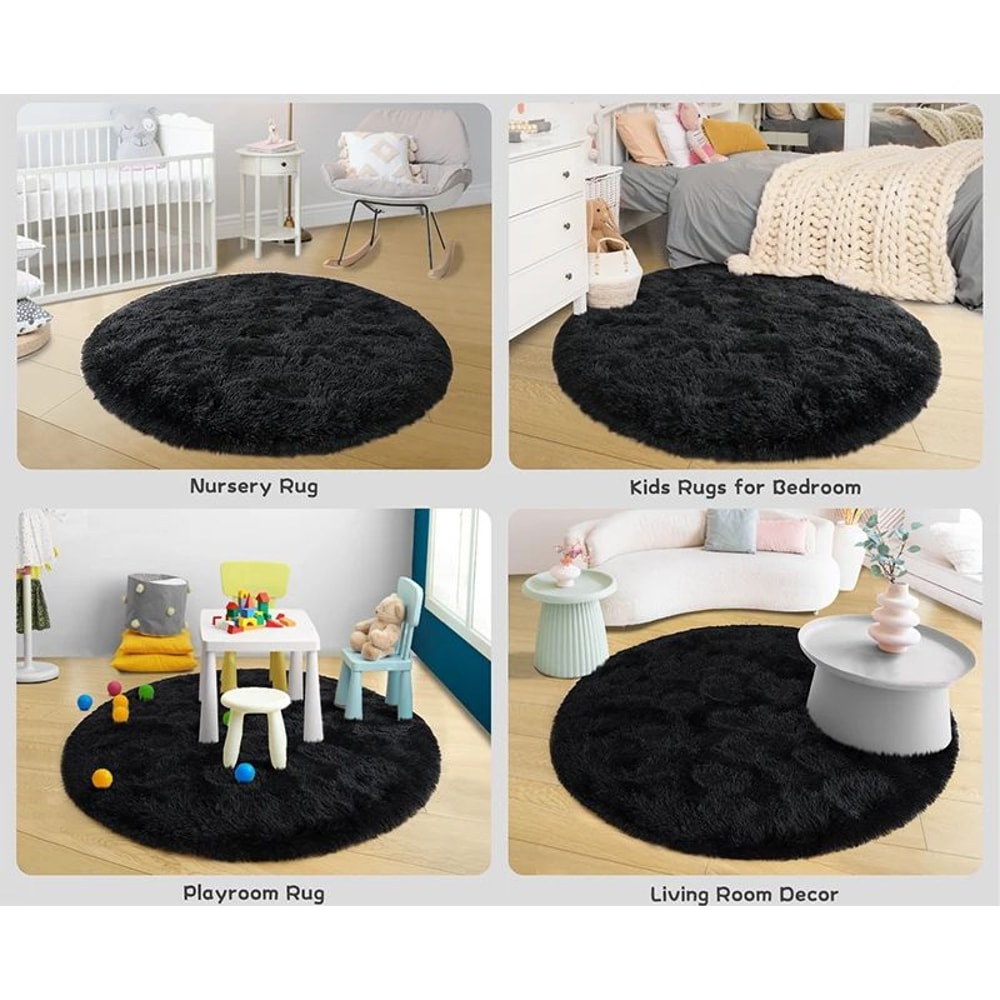 Soft Fluffy Round Rug For Bedroom Living Room And Kids Space 7