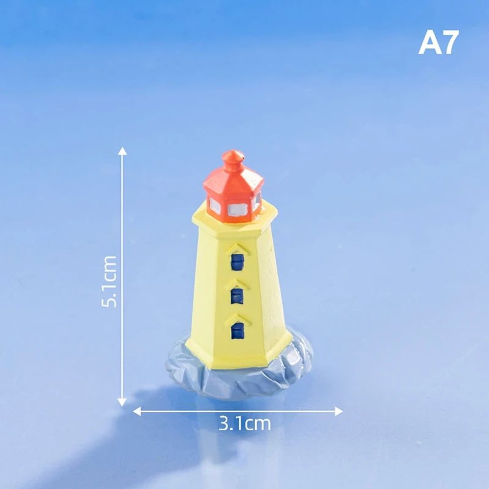 Mini Ocean Lighthouse Figurine Resin Decor For Fairy Garden 12