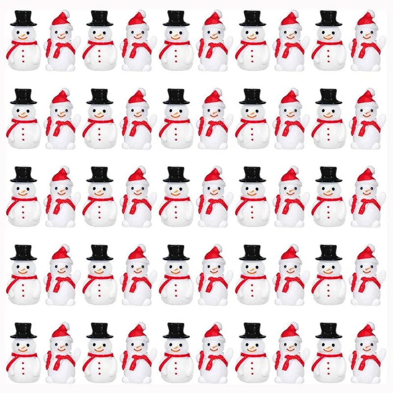 Mini Christmas Snowman Figurines Resin Set For DIY Garden Decor 0