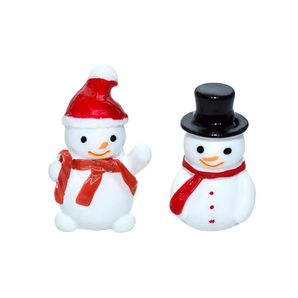 Mini Christmas Snowman Figurines Resin Set For DIY Garden Decor 6