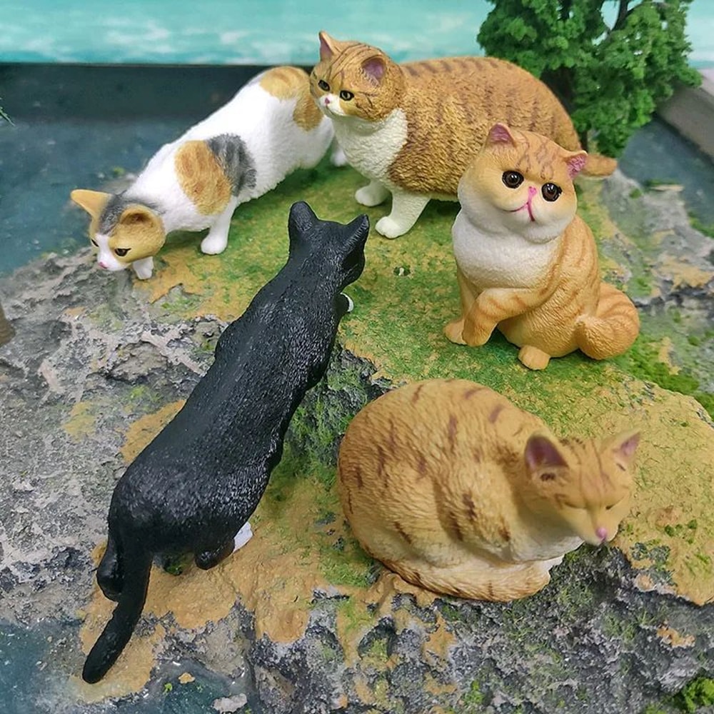 Cute Orange Cat Figurine Mini Lying Pet Desktop Decor 2