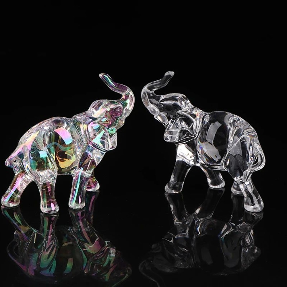 Cute Crystal Elephant Figurine Mini Baby Elephant Desk Decor 0