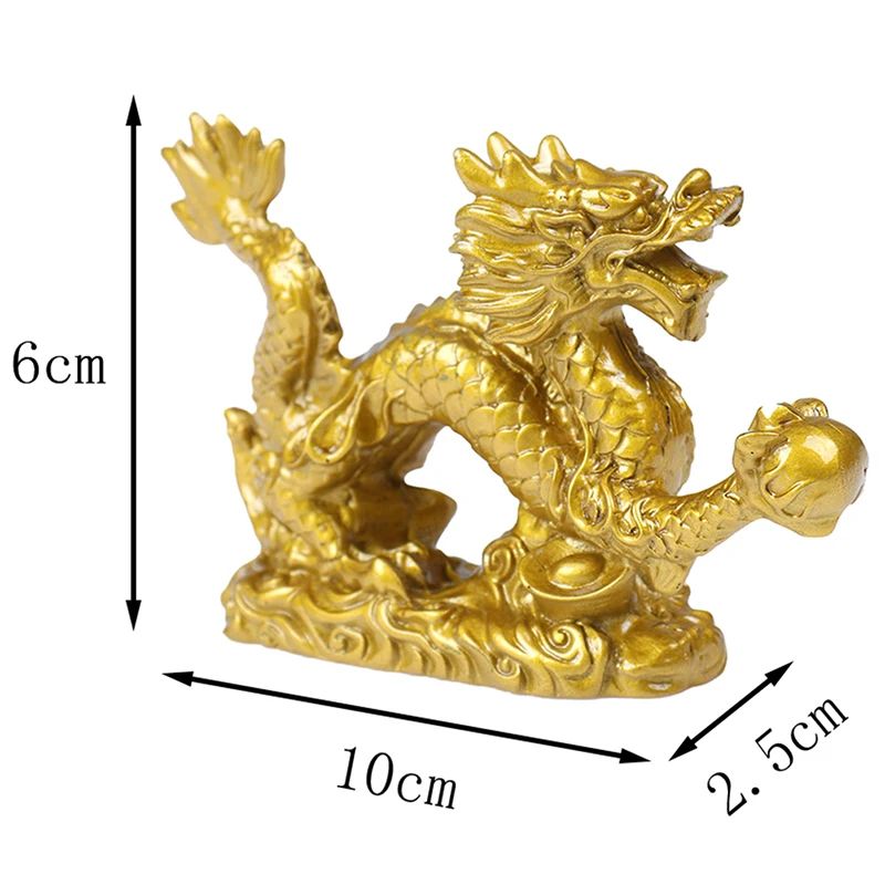 Golden Chinese Dragon Figurine Zodiac Lucky Desktop Decor 4