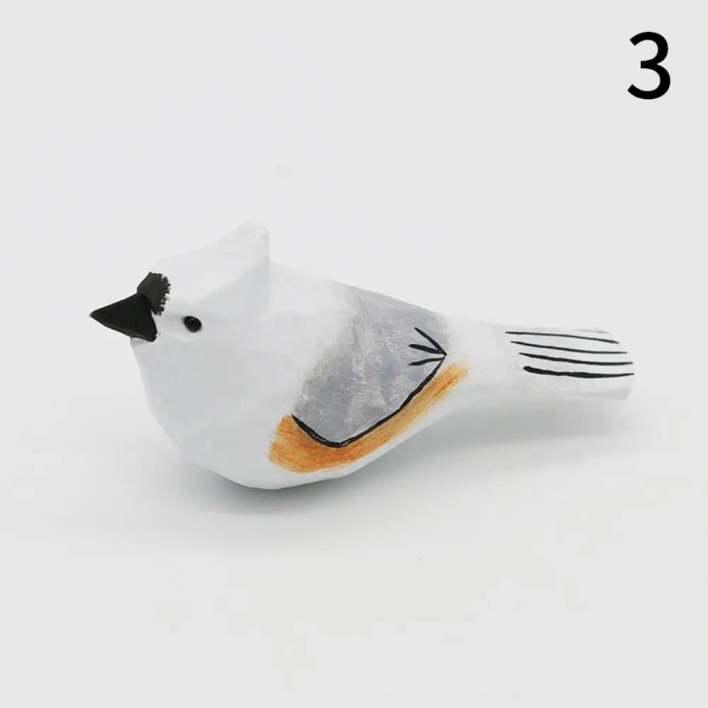 Handmade Wooden Bird Figurine Cute Carved Mini Decor 8