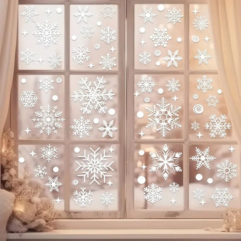 Christmas Snowflake Window Stickers Festive Glass Wall Decals 8