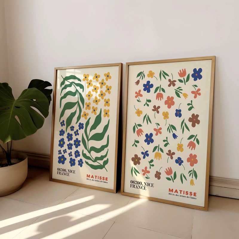 Frameless Matisse Floral Boho Wall Art Prints 8