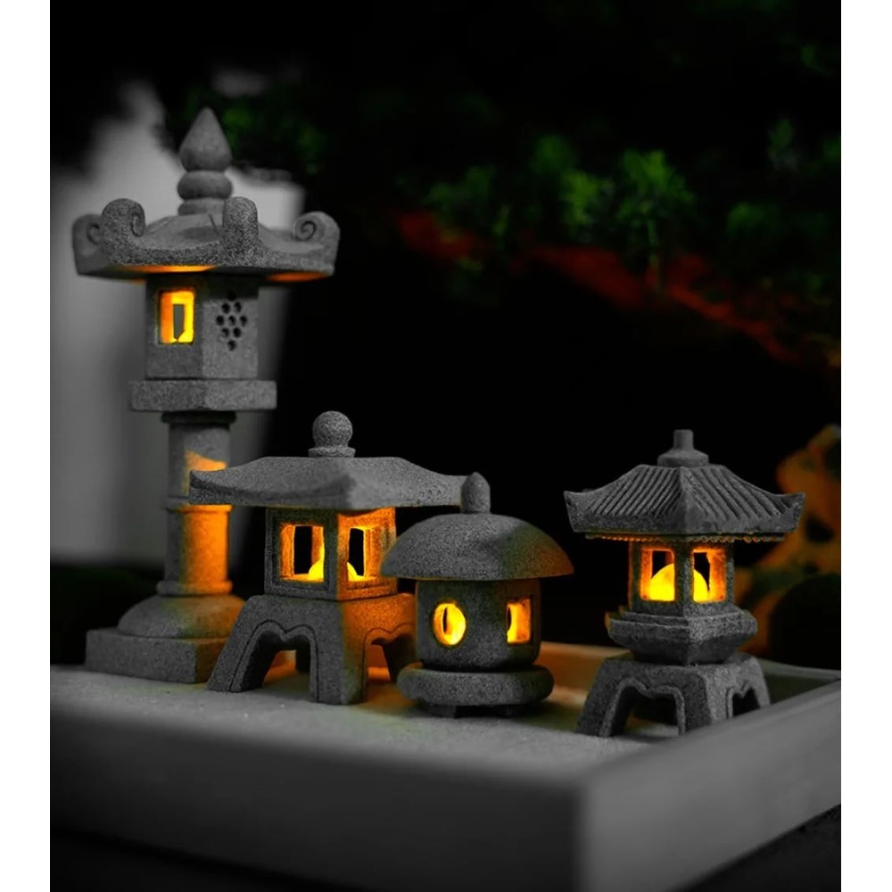 Mini Pagoda Lantern Zen Garden Light Decor 6