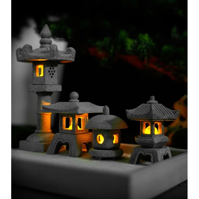 Mini Pagoda Lantern Zen Garden Light Decor 6