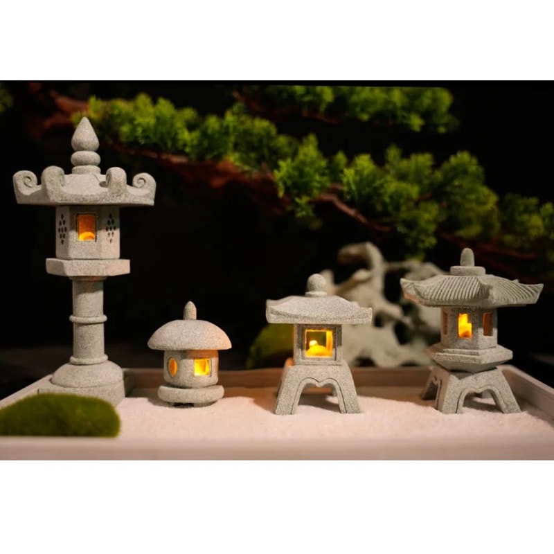Mini Pagoda Lantern Zen Garden Light Decor 5
