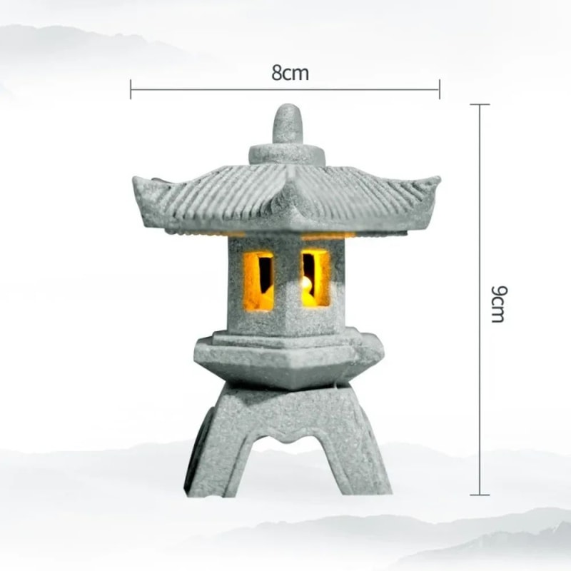 Mini Pagoda Lantern Zen Garden Light Decor 9