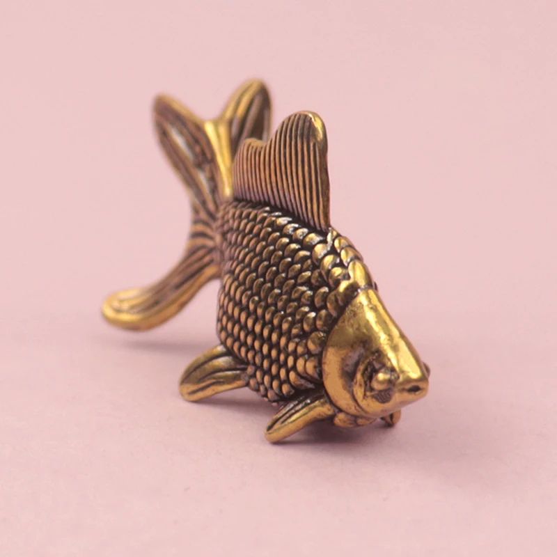 Retro Brass Goldfish Figurine Decor 0