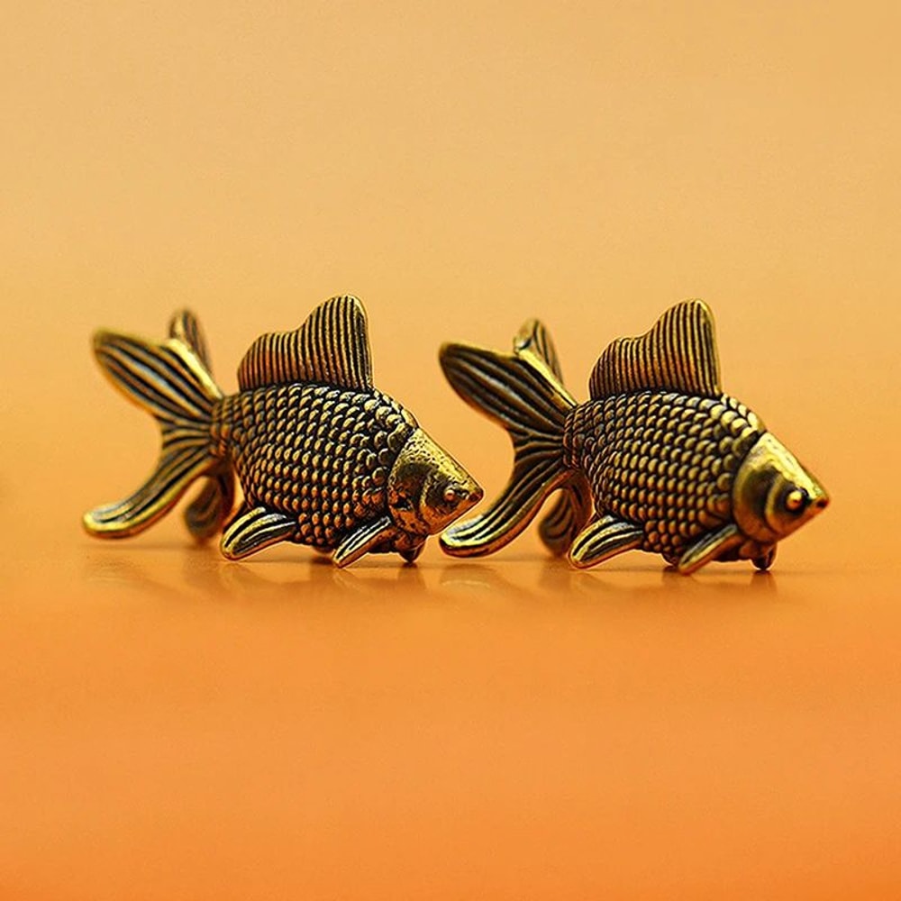 Retro Brass Goldfish Figurine Decor 6