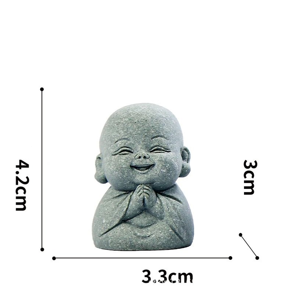 Cute Little Monk Stone Statues Set 9