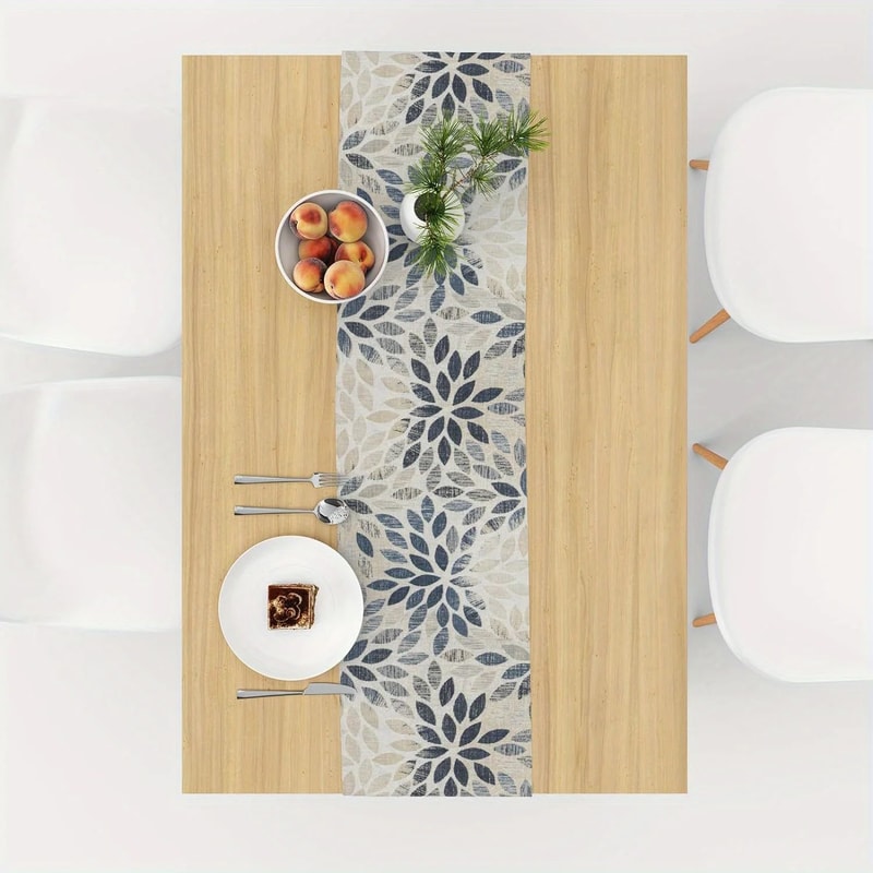 Elegant Floral Linen Table Runner 1