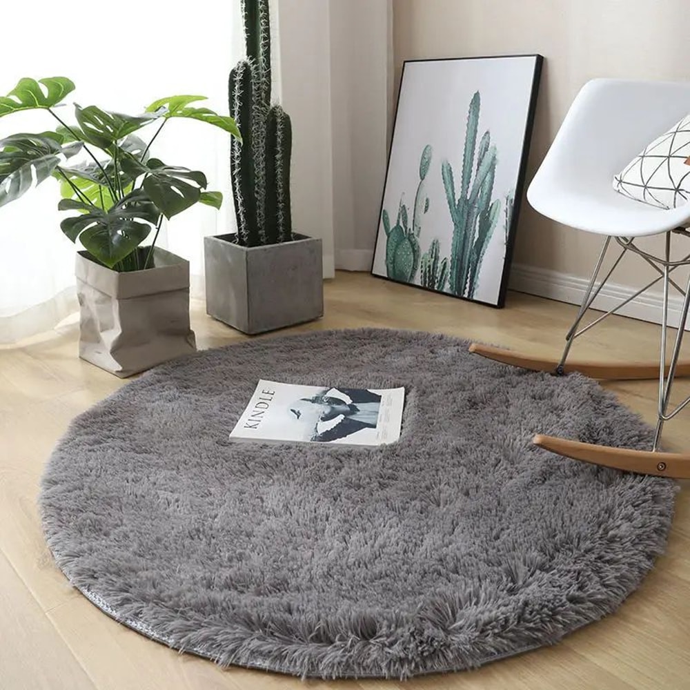 Soft Fluffy Round Plush Rug Carpet For Living Room 0
