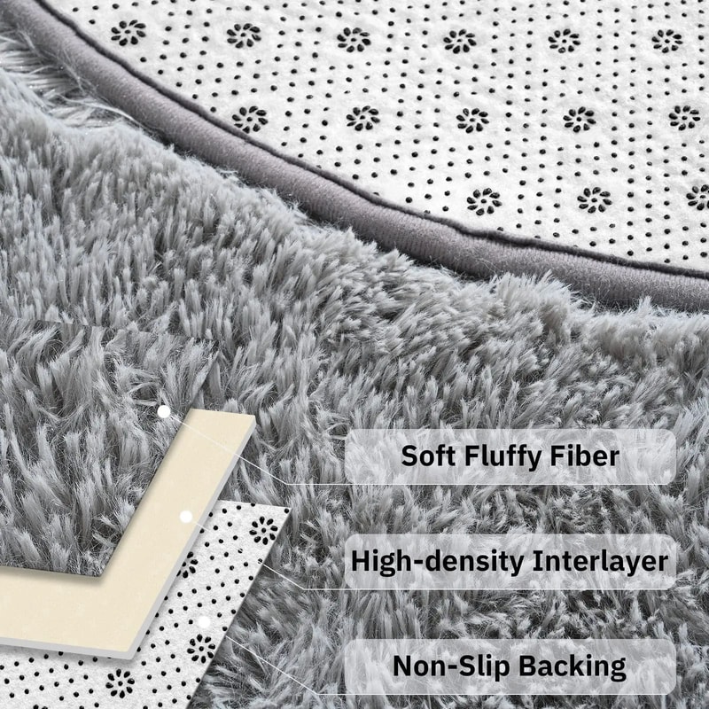 Soft Fluffy Round Plush Rug Carpet For Living Room 4