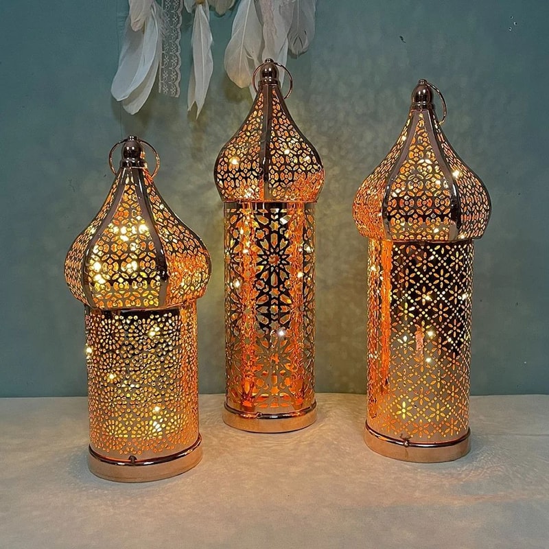 Moroccan Golden Iron Lantern Decor 1