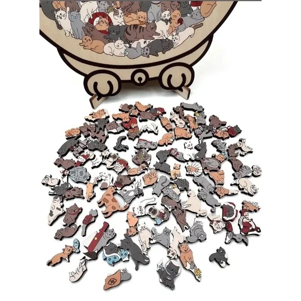 Cat Shaped Wooden Jigsaw Puzzle 5