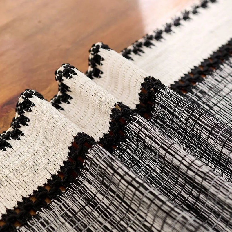 Nordic Boho Green Striped Table Runner 8
