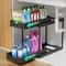 Double Layer Pull Out Under Sink Storage Rack With Hooks 7