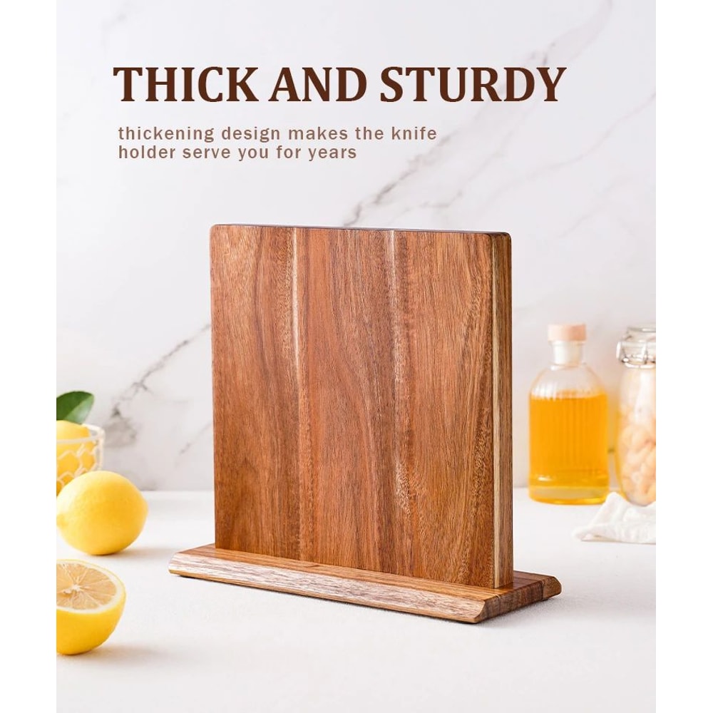 Acacia Wood Magnetic Knife Holder Block 6