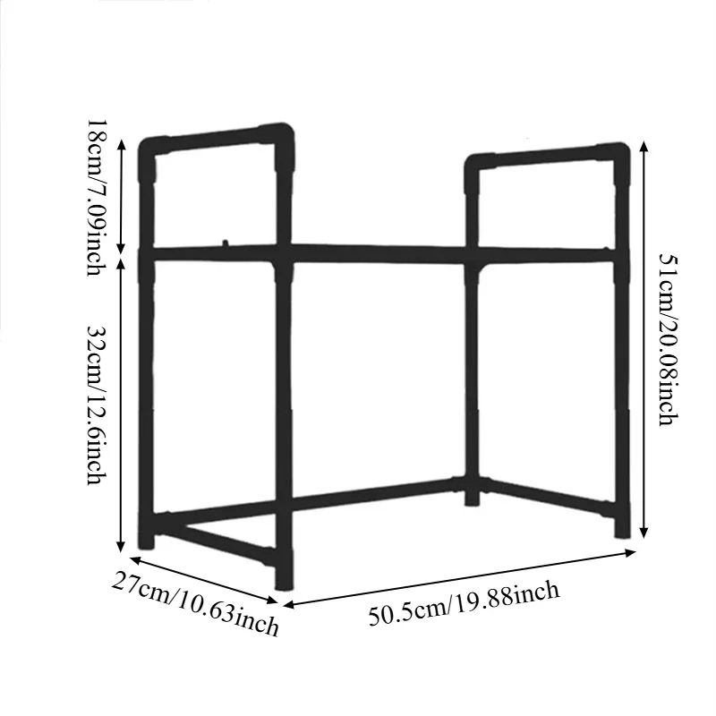 Adjustable Microwave Oven Storage Rack With Hooks 6