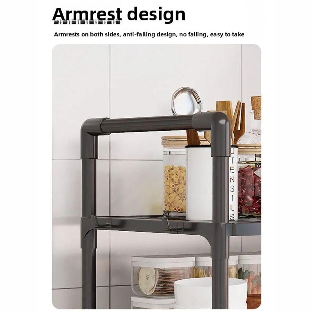 Adjustable Microwave Oven Storage Rack With Hooks 7