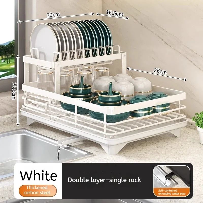 Adjustable Over Sink Dish Drying Rack With Drainboard 5