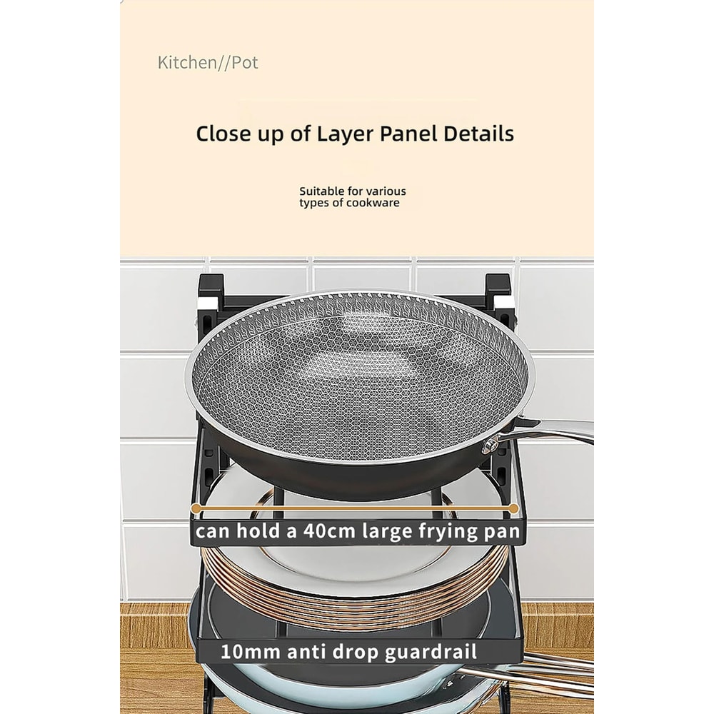 Adjustable 2 To 4 Tier Kitchen Pot Rack Organizer 8