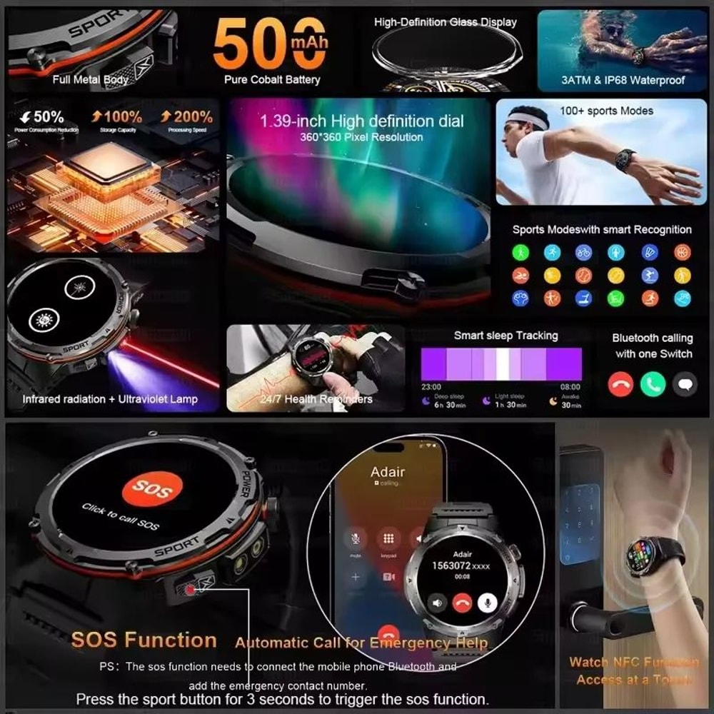 T Rex 3 GPS Military Smartwatch With NFC Call 5
