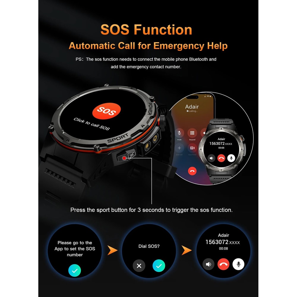 T Rex 3 GPS Military Smartwatch With NFC Call 7