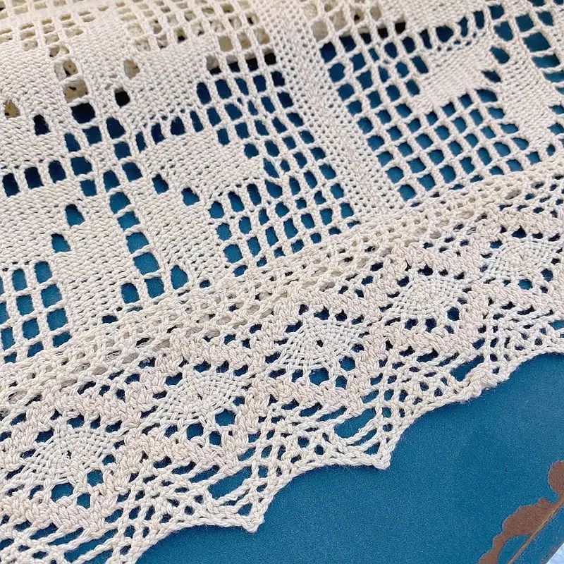 Crochet Lace Table Runner Cotton Linen Blend 9