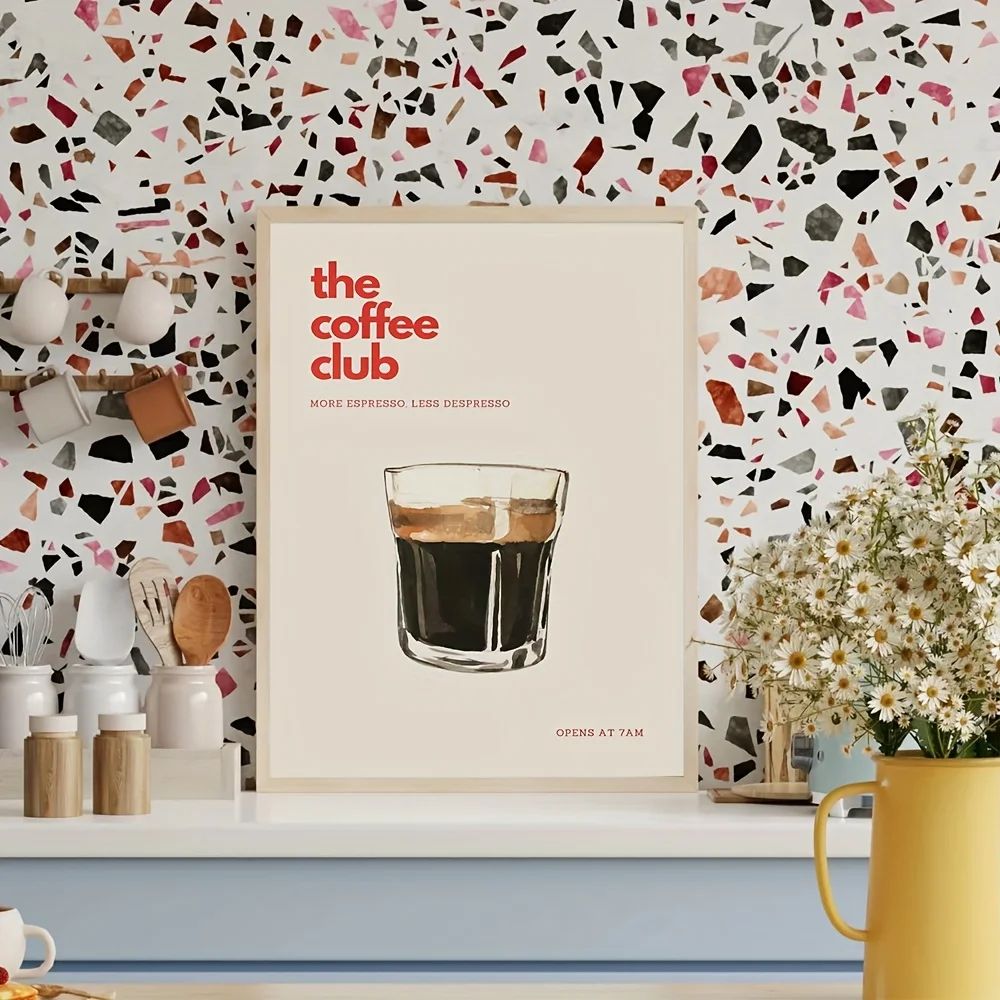 Retro Coffee Club Canvas Wall Art Poster 1