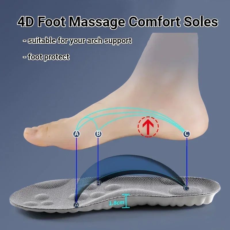 4D Massage Latex Insoles Arch Support Inserts 5
