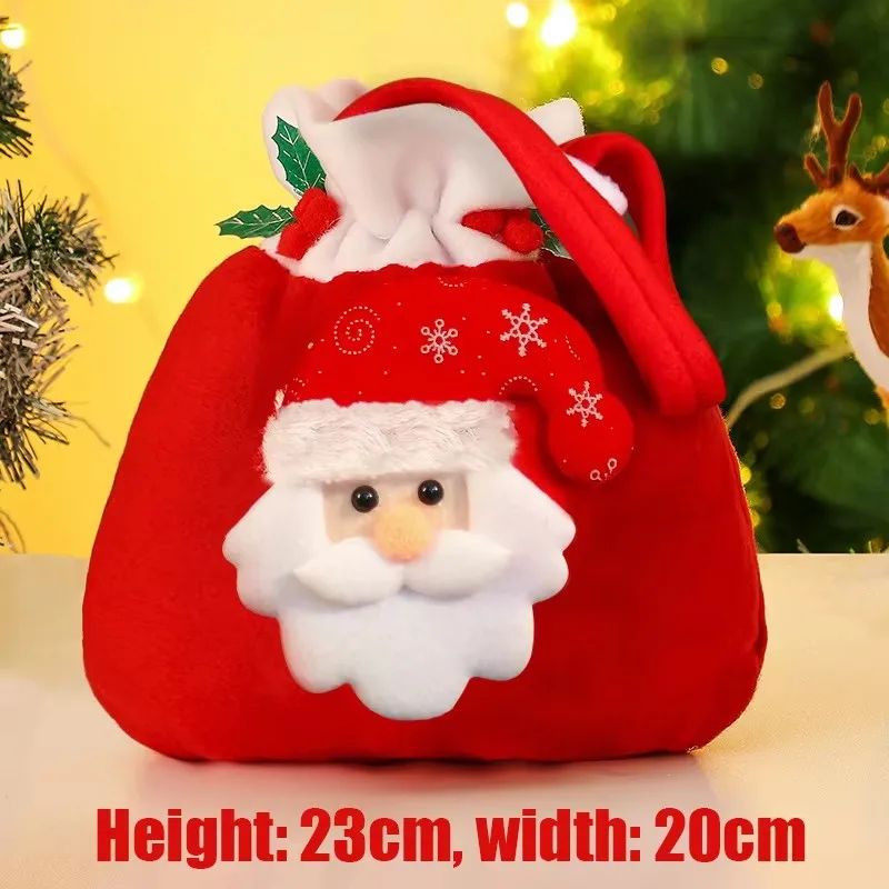 Christmas Drawstring Gift Bags With Handle Set 6