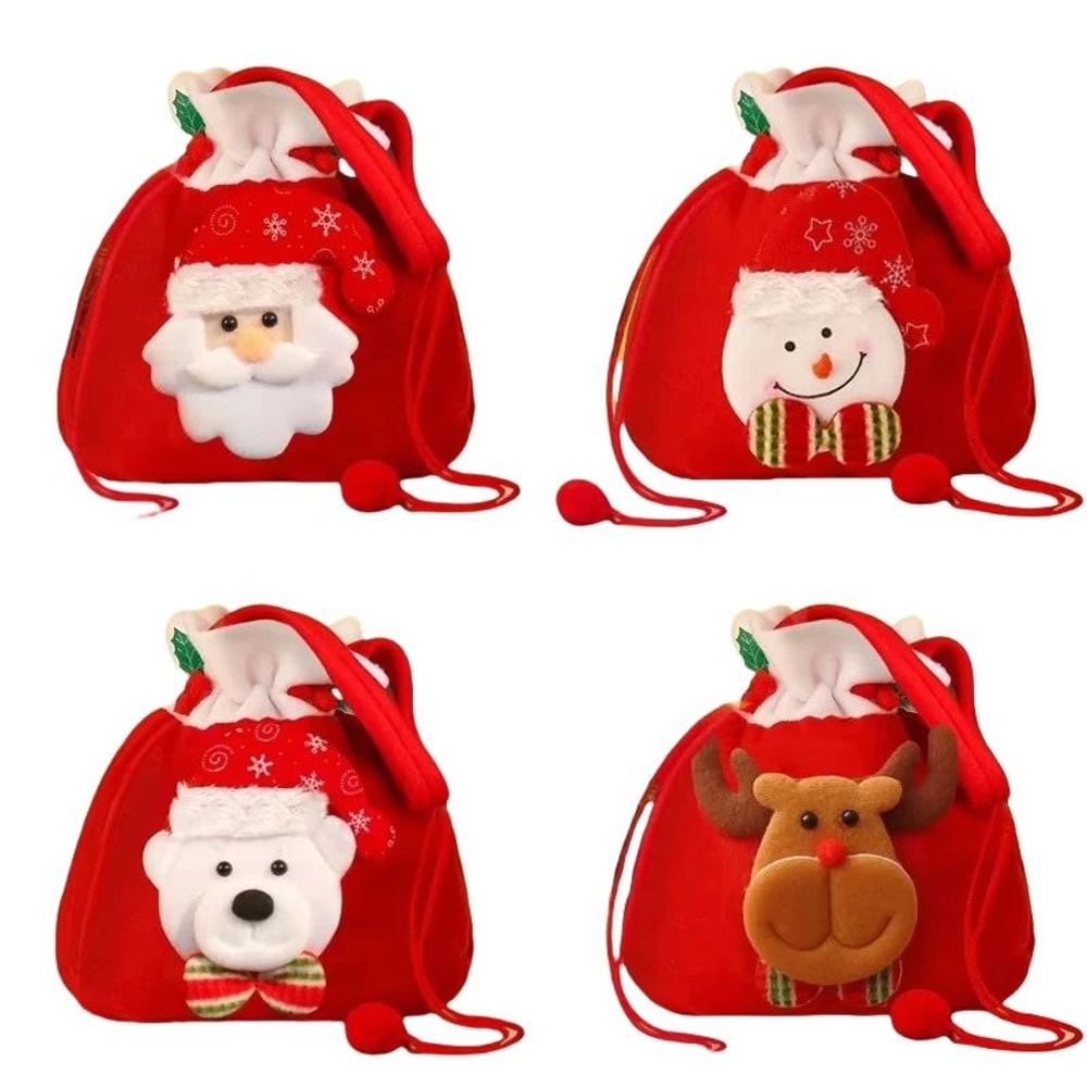 Christmas Drawstring Gift Bags With Handle Set 10