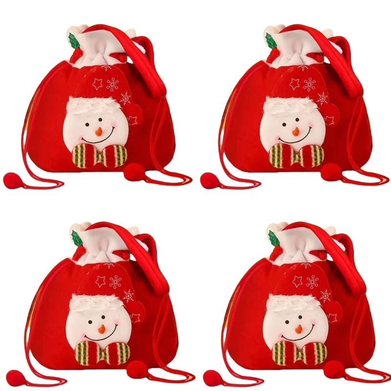 Christmas Drawstring Gift Bags With Handle Set 12