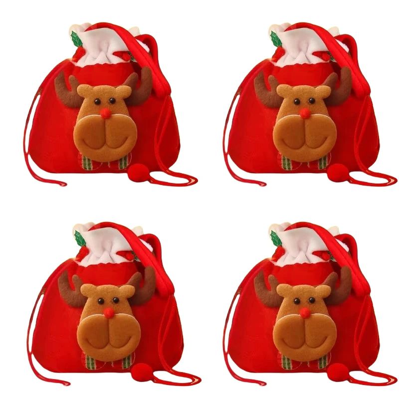 Christmas Drawstring Gift Bags With Handle Set 14