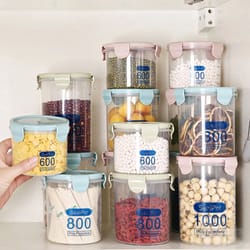 transparent graduated airtight food storage jar