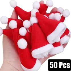 mini santa hat cutlery decorations set