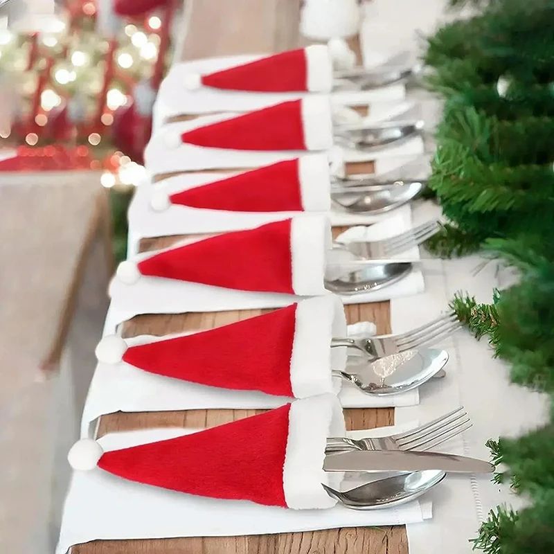 Mini Santa Hat Cutlery Decorations Set 1