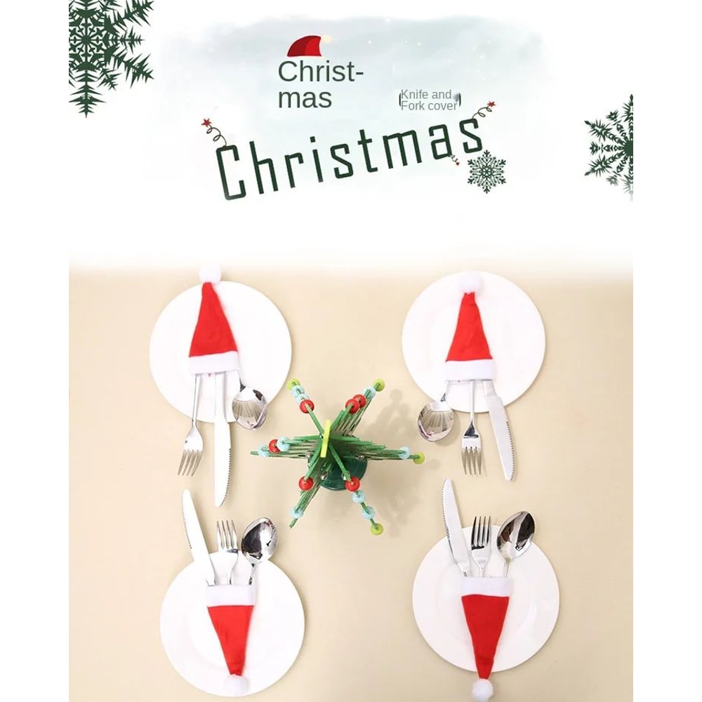 Mini Santa Hat Cutlery Decorations Set 6