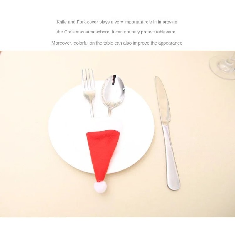 Mini Santa Hat Cutlery Decorations Set 8