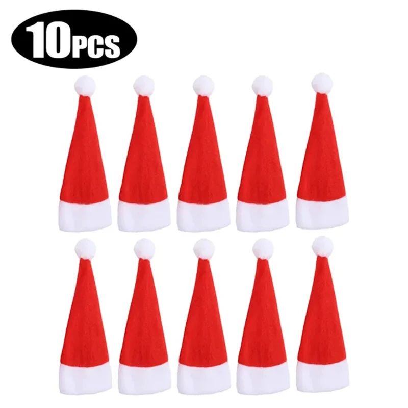 Mini Santa Hat Cutlery Decorations Set 10