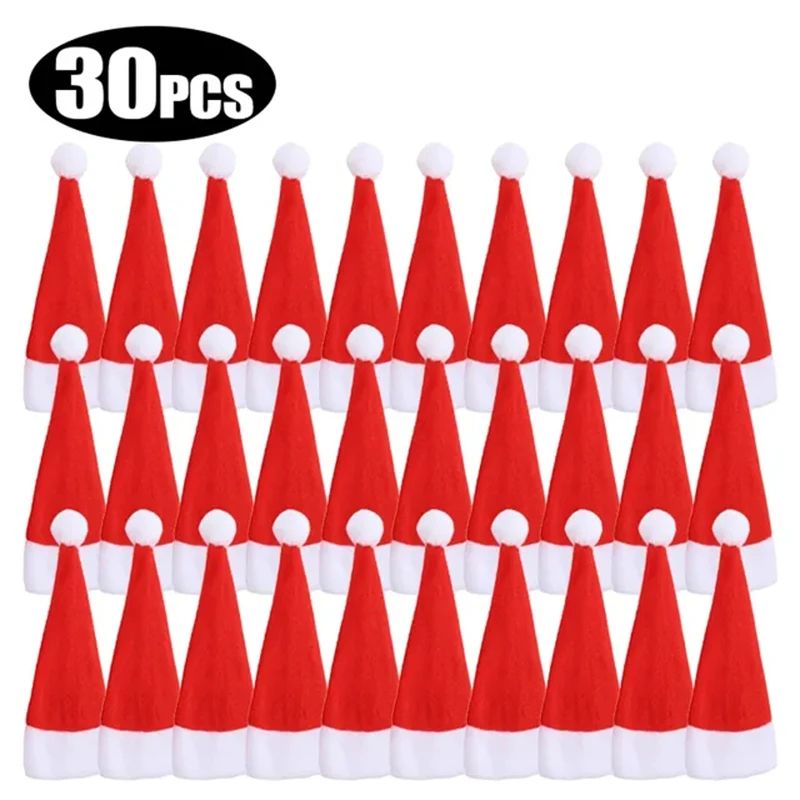 Mini Santa Hat Cutlery Decorations Set 12